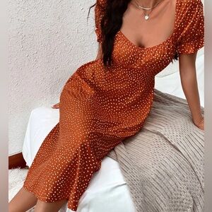 SHEIN Allover print flounce sleeve tie back dress